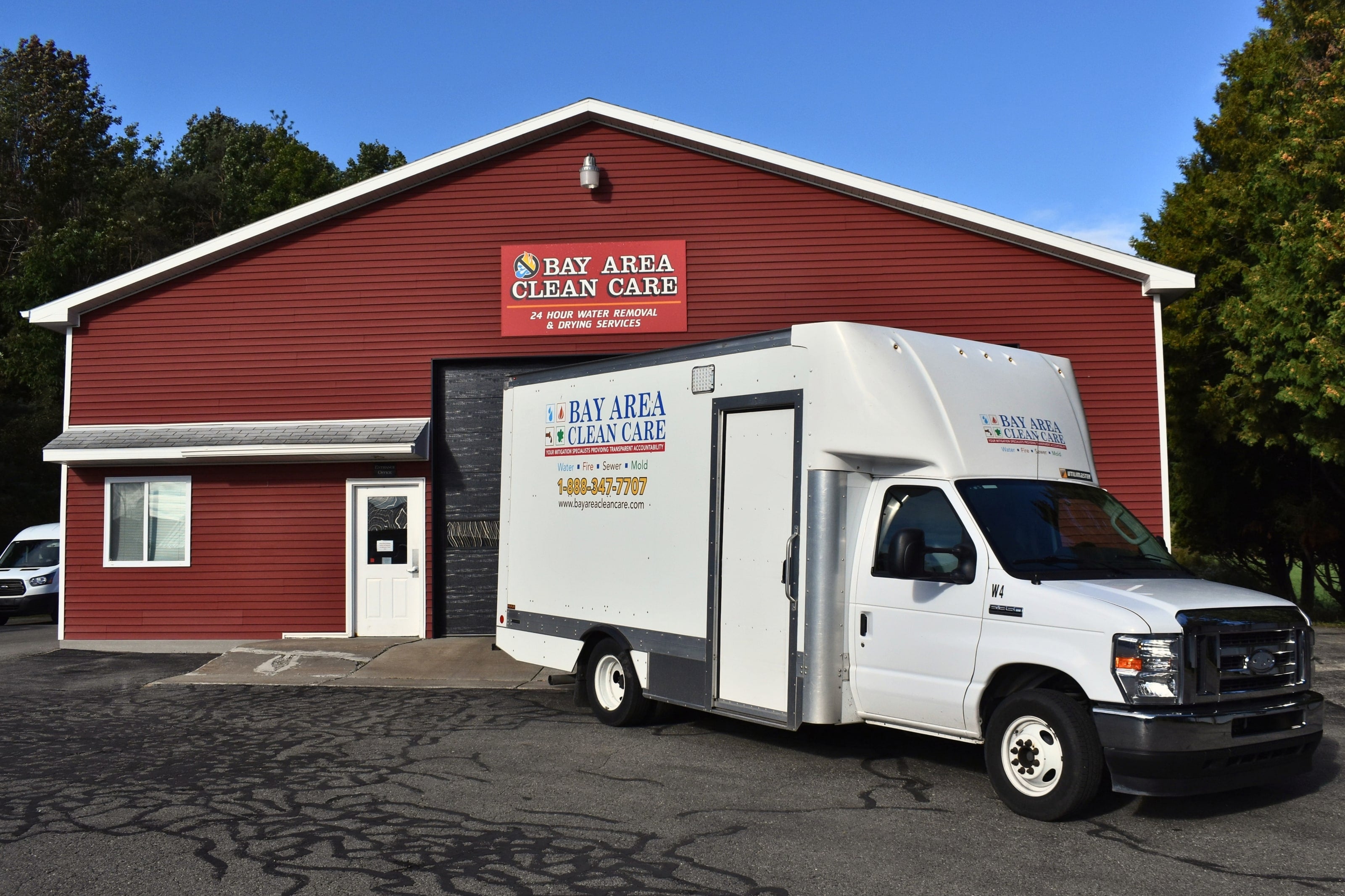 The Bay Area Clean Care shop at 1656 Clarion Avenue in Petoskey, with the restoration truck parked out front